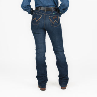 Jeans Wrangler High Rise Cintura Alta Bordado Café Dama