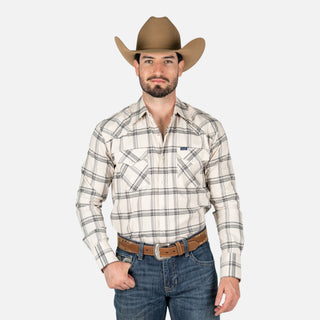 Camisa Wrangler Cuadro Beige Caballero