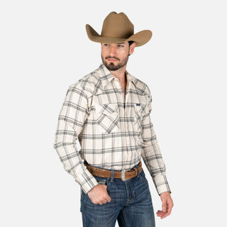 Camisa Wrangler Cuadro Beige Caballero