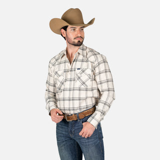 Camisa Wrangler Cuadro Beige Caballero
