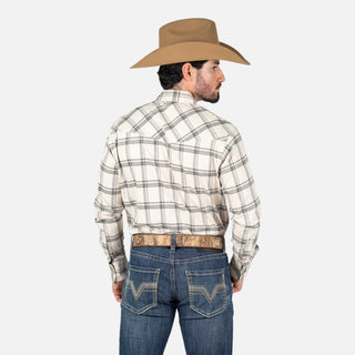 Camisa Wrangler Cuadro Beige Caballero