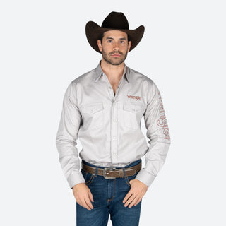 Camisa Wrangler Logo Gris Caballero