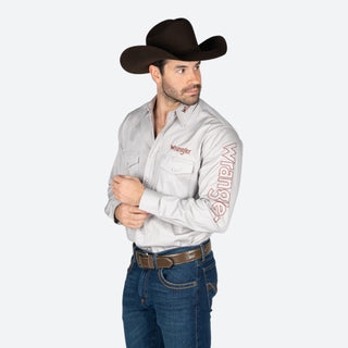 Camisa Wrangler Logo Gris Caballero