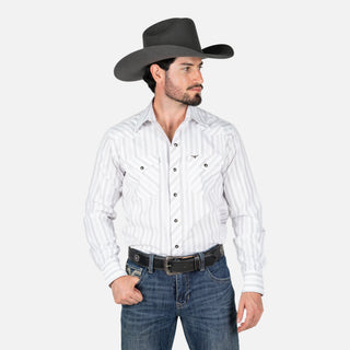 Camisa Rodeo Rayas Blanco Caballero