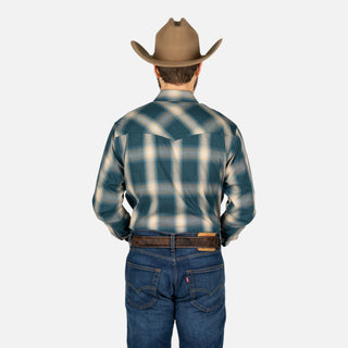 Camisa Wrangler Cuadro Beige Turquesa Caballero