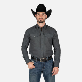Camisa Ariat Solid Charcoal Hetaher Caballero