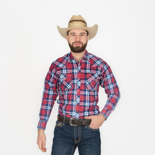 Camisa Wrangler Retro Cuadros Rojo Caballero