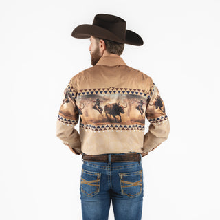 Camisa Rodeo Estampado Toro Caballero