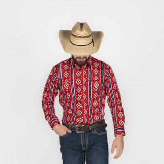 Camisa Wrangler Checotah Rojo Caballero