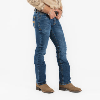 Jeans Cactus Brand Bordado Naranja Caballero