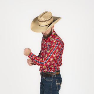 Camisa Wrangler Checotah Rojo Caballero