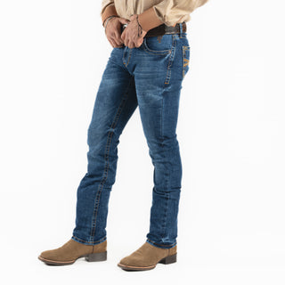 Jeans Cactus Brand Bordado Naranja Caballero