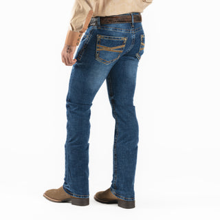 Jeans Cactus Brand Bordado Naranja Caballero
