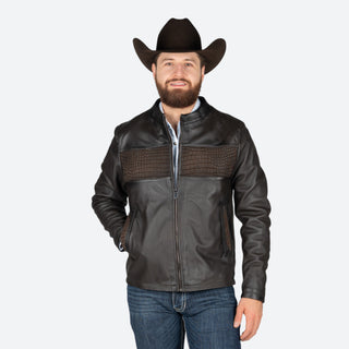 Chamarra Cuadra Cocodrilo Café Caballero