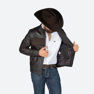 Chamarra Cuadra Cocodrilo Café Caballero