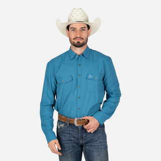 Camisa Denver Azul Liso Caballero