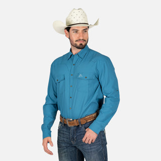 Camisa Denver Azul Liso Caballero