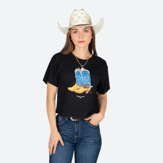Blusa Kimes Ranch Lucky Boot For Walkin Black Dama