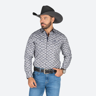 Camisa Wrangler Estampado Gris Caballero