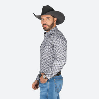 Camisa Wrangler Estampado Gris Caballero