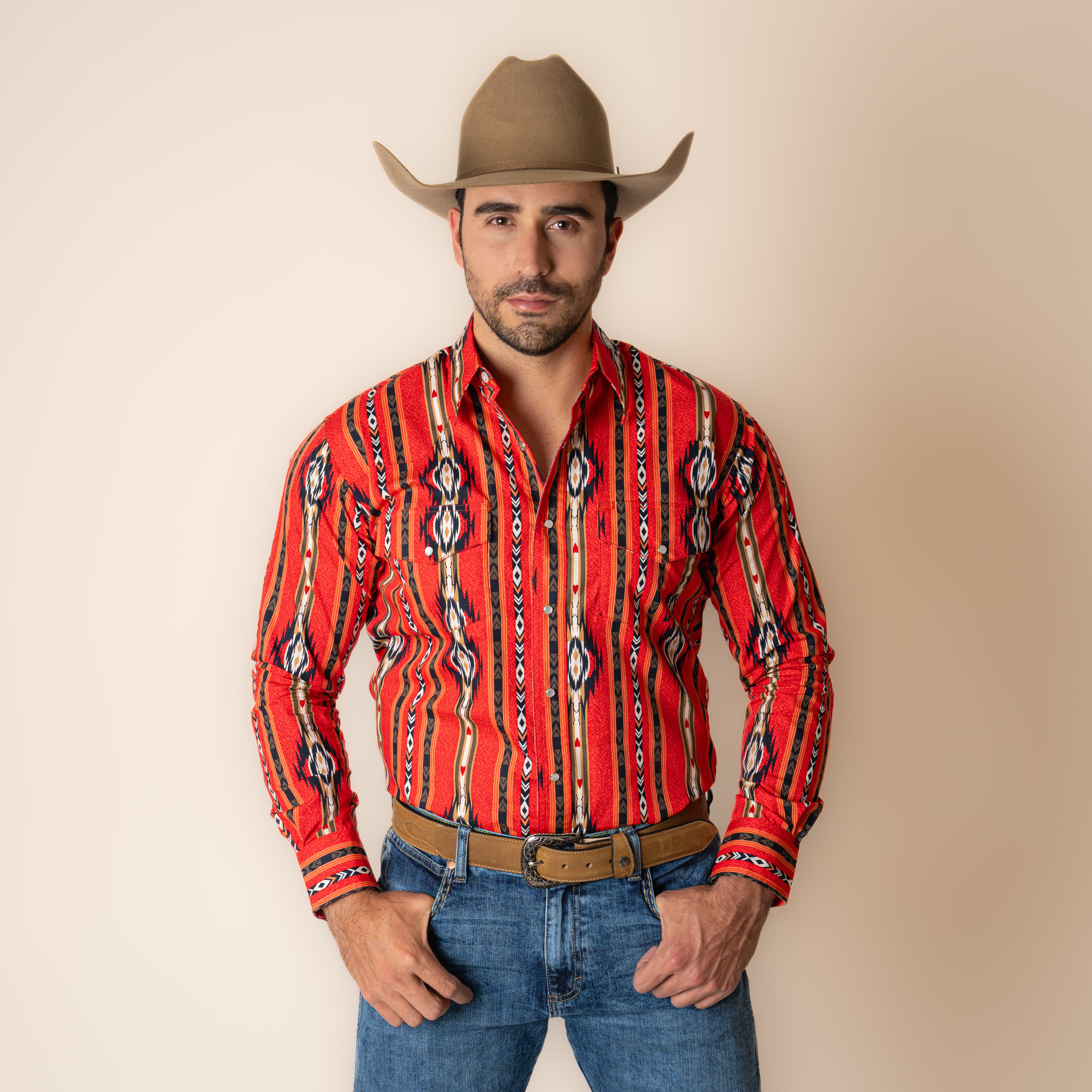 Camisa Wrangler Checotah Rojo Caballero