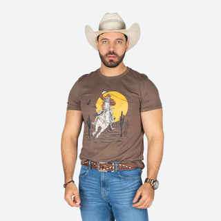 Playera Rock & Roll Denim Bronco Brown Caballero