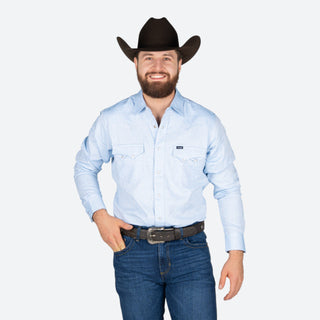 Camisa Wrangler Estampado Azul Cielo Caballero