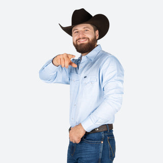 Camisa Wrangler Estampado Azul Cielo Caballero