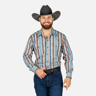Camisa Rodeo Rayas Café Caballero