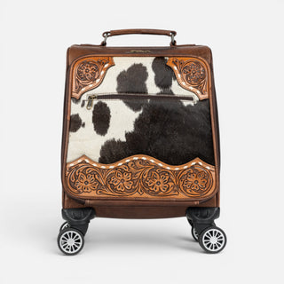 Maleta Western Linen Pelo Piel Café Cincelado