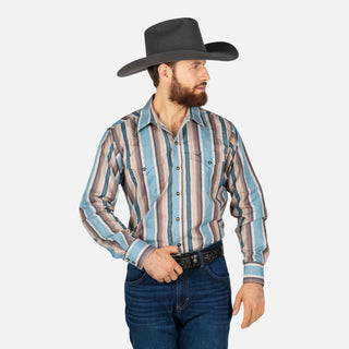 Camisa Rodeo Rayas Café Caballero