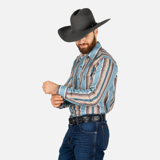 Camisa Rodeo Rayas Café Caballero