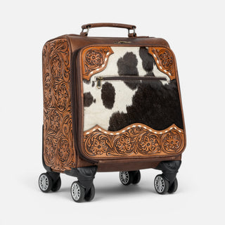 Maleta Western Linen Pelo Piel Café Cincelado
