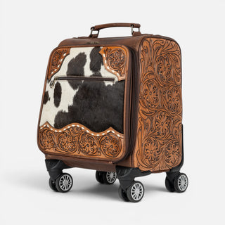 Maleta Western Linen Pelo Piel Café Cincelado
