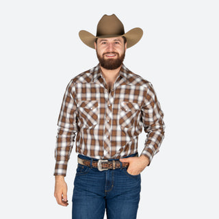 Camisa Wrangler Cuadros Marrón Caballero