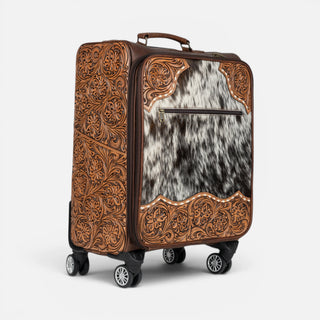Maleta Western Linen Pelo Piel Café Cincelado
