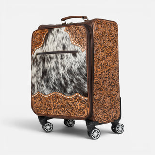 Maleta Western Linen Pelo Piel Café Cincelado
