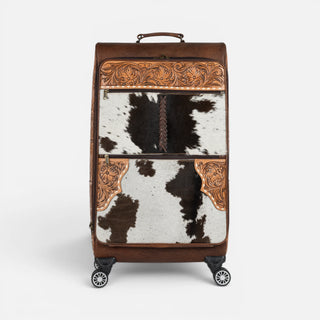 Maleta Western Linen Pelo Piel Café Cincelado