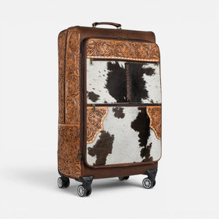 Maleta Western Linen Pelo Piel Café Cincelado