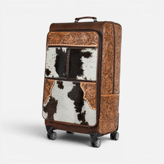 Maleta Western Linen Pelo Piel Café Cincelado
