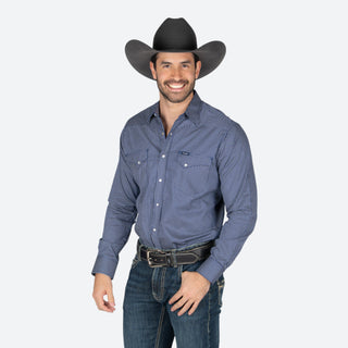 Camisa Wrangler Estampado Marino Blanco Caballero
