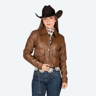 Chamarra Cuadra Borrego Keci Miel Dama