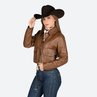 Chamarra Cuadra Borrego Keci Miel Dama