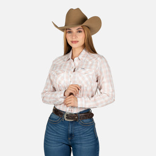 Camisa Wrangler Cuadros Cielo Rosa Dama