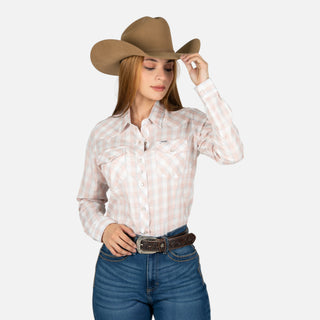 Camisa Wrangler Cuadros Cielo Rosa Dama