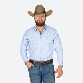 Camisa Wrangler Estampado Azul Caballero