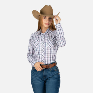 Camisa Wrangler Cuadros Lila Dama