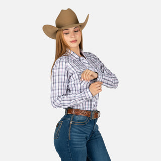 Camisa Wrangler Cuadros Lila Dama