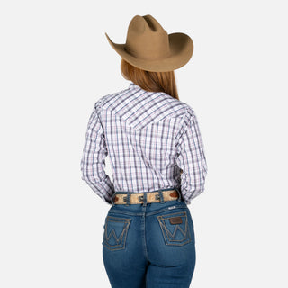 Camisa Wrangler Cuadros Lila Dama