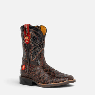 Bota Nokota Lucas 18 Grabado Pescado Café Niño
